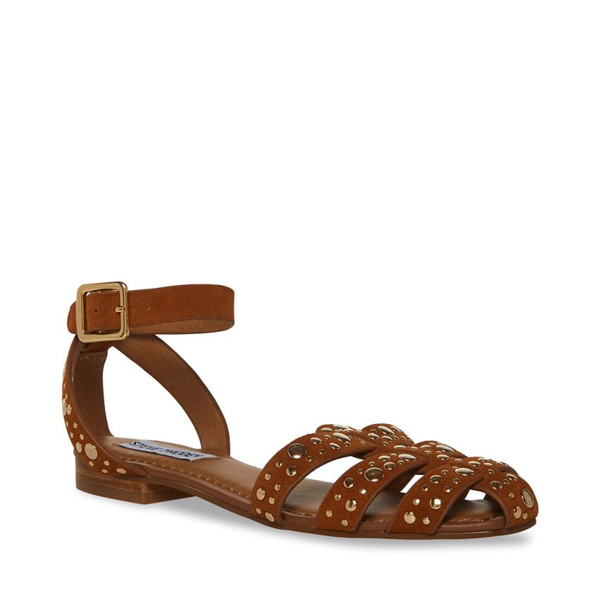 Sandalias Planas Steve Madden Media-s Gamuza Mujer Marrones | ES IG1248